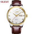 OLEVS 5568 мужские кварцевые наручные часы модные деловые часы из нержавеющей стали с кожаным ремешком Montre Homme Avec Date